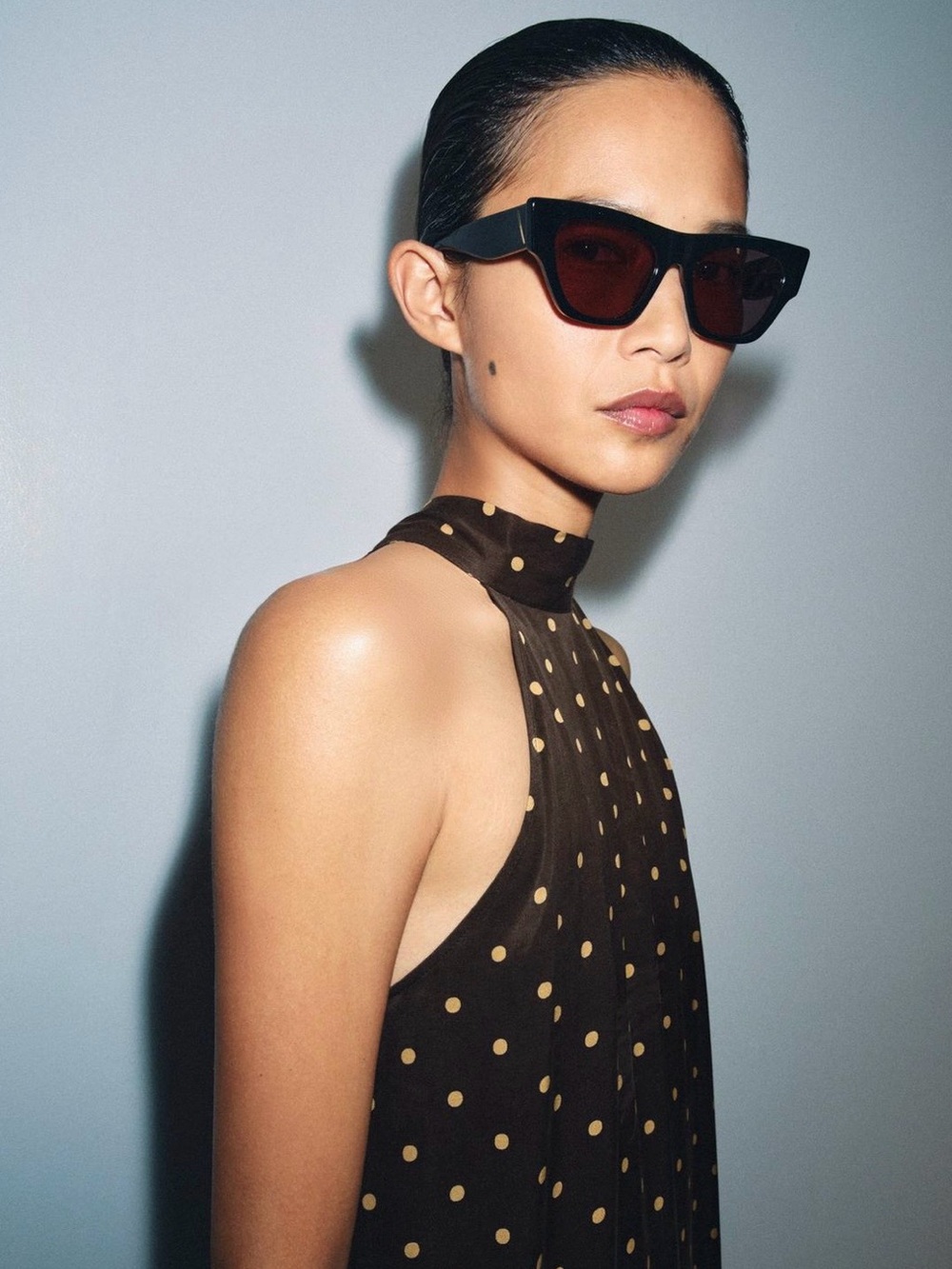 Zara Brown Maxi Dress with Gold Polka Dots - Picture 3 of 6